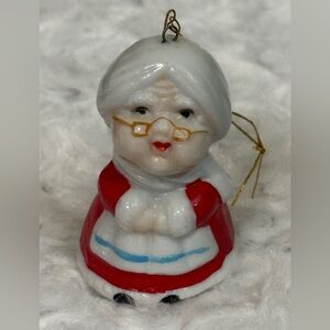 Charming Mrs Claus Holiday Ornament - Red and White